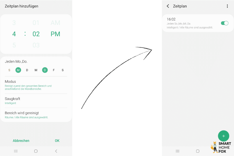 Ein Wochenreinigungsplan für den Samsung Jet Bot AI+ wird in der SmartThings App erstellt.